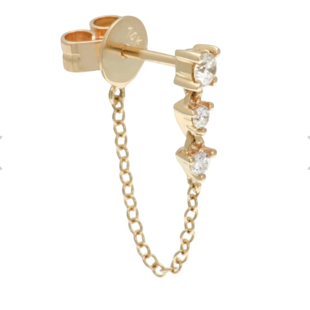 Ali Weiss Yellow Gold 3 Diamond Drop Studs Like New
